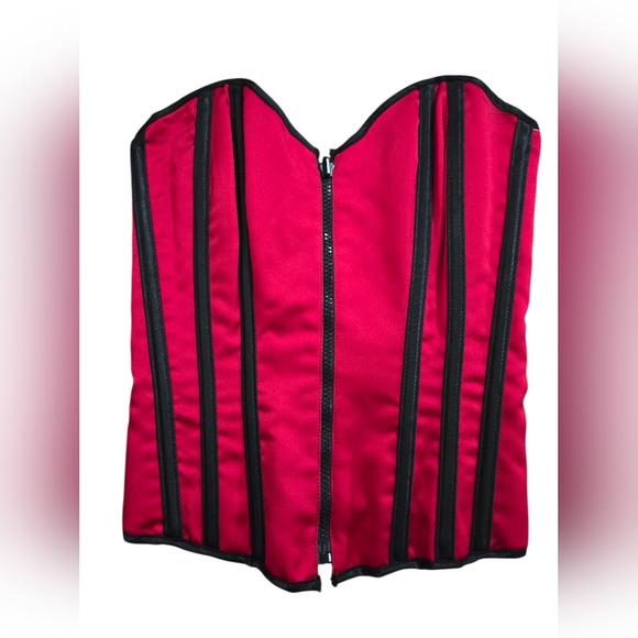Lovers Lane Tops - Lovers Lane Lingerie Corset Red Black Size 34 Satin Zipper